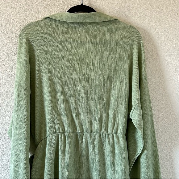 ASOS Women’s Dress Sz 12 Light Green Drop Shoulder Long Sleeve Faux Wrap Front - Picture 8 of 10